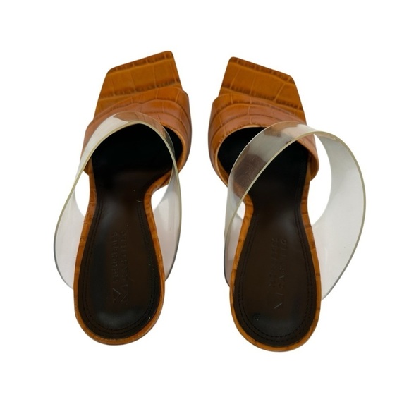 Mercedes Castillo Mildred PVC & Croc-Embossed Leather Tan and Brown Mules, 7.5 - Picture 8 of 15